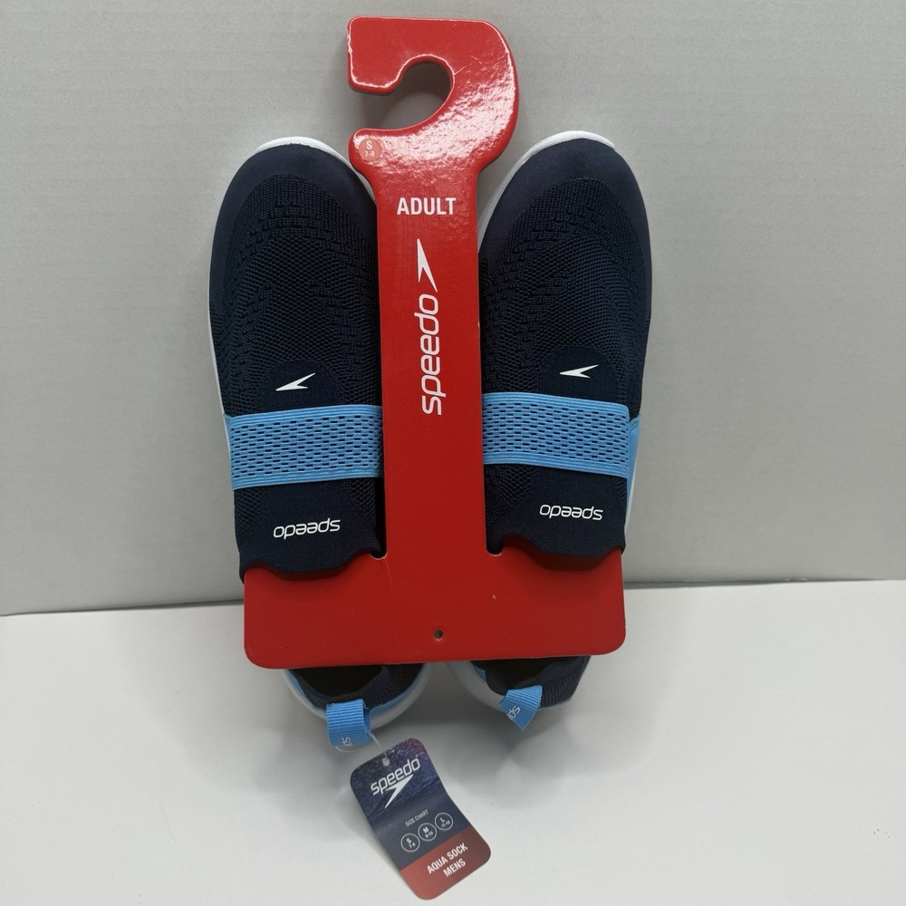 Speedo Aqua Sock Water Shoes Men’s Size S 7-8 Navy Blue Beach Pool New
